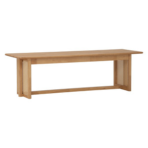 Banc durable de 1,5 m en chêne malaisien naturel avec plateau massif et structure latérale en rotin synthétique, modèle au design minimaliste et moderne, garantie 1 an - Product Image 3