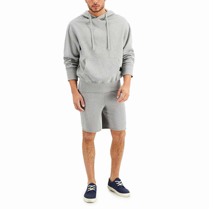 Ensemble sweat à capuche et short pour homme au design simple, avec cordon de serrage, tissu respirant, léger, idéal pour le quotidien - Product Image 1