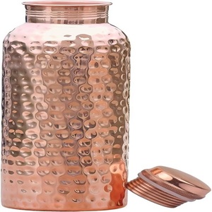 Pure <b>Copper</b> Water Bottle with Leak Proof Lid Handcrafted Hammered <b>Copper</b> Bottle with Leak-Proof Travel Cap Water Reusable & Eco- - Product Image 1