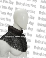 Collier en maille de fer fait main en acier doux à anneaux rivetés plats, armure de chevalier, costume d'historie pour adulte unisexe