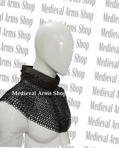 Collier en maille de fer fait main en acier doux à anneaux rivetés plats, Gorgue de chevalier, Costume d'historien unisexe pour adulte - Product Image 2