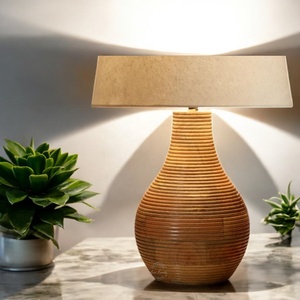 Modern Design Wooden <b>Table</b> Lamp Elegant Fabric Shade Simple Feature Music Room Child's Room Tabletop Decoration Includes Bulbs - Product Image 1