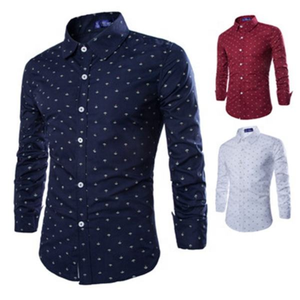 Camisa estampada de moda para hombre, barata, de manga larga, con cuello alto, con botones, formal e informal - Product Image 1