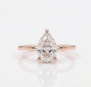 Anillo de Diamante Solitario de Oro Rosa de 14K con Certificado IGI, 1CT E VS1, Corte Pera, Diamante Cultivado en Laboratorio, Joyería Fina al por Mayor - Product Image 1