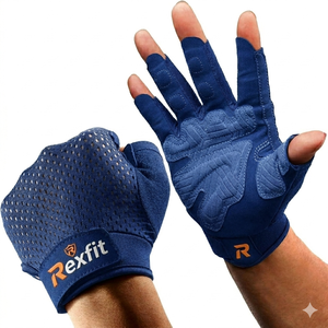 Rexfit Half Finger Gym <b>Gloves</b> Mesh Breathable Training <b>Weight</b> Lifting Unisex Pink Premium Gym <b>Gloves</b> with Palm Cushion Workout - Product Image 3