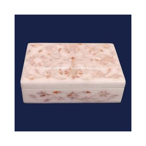 Dernière production de boîtes en marbre d'incrustation de nacre faites à la main pour les cadeaux de bébé nouveau-né Boîtes à bijoux d'incrustation de nacre - Product Image 3
