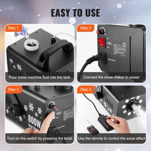 Macchina della Neve da 800W con 8 Luci LED RGB e Telecomando per Effetti Neve sul Palco - Product Image 6