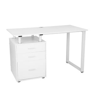 Scrivania per Computer Bianca con Tre Cassetti e Porta Tubi, Design Moderno, Scrivania Regolabile per Gaming e Lavoro in Piedi, per Camera da Letto, per Uso con Laptop - Product Image 1