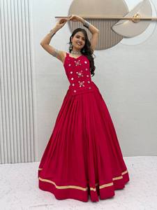 Ensemble Kurti en Georgette Brodé pour Femme, Robe Indienne et Pakistanaise Sans Manches Coupe Évasée pour Mariage, Fête et Festival - Product Image 4
