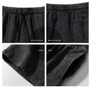 ชุดเสื้อยืดและกางเกงขาสั้นผู้ชายสำหรับฤดูร้อน ผ้าถัก ระบายอากาศได้ดี เป็นมิตรกับสิ่งแวดล้อม สไตล์วินเทจ ล้างสีแบบแอซิดวอช สตรีทแวร์ ทรงหลวม แฟชั่นลำลอง ชุดสองชิ้น - Product Image 5