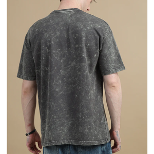 เสื้อยืดคอกลมแขนสั้นทรงโอเวอร์ไซส์ลายไทไดแบบฟอกสี ผู้ชาย สไตล์ลำลอง สีพื้น ผ้าคอตตอนเจอร์ซีย์ ทรงปกติ ความยาวปกติ สตรีทแวร์ - Product Image 5