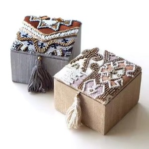 Wood Crafts Fashion Embroidered Beaded Accessories <b>Storage</b> Box Custom Design <b>Seed</b> Beads Jewelry Collection Box Polished - Product Image 6