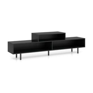 63\" Rustic Brown/Black/White <b>TV</b> <b>Stand</b> with 3 Compartments Engineered Wood+Metal for 70\" <b>TVs</b> - Product Image 3