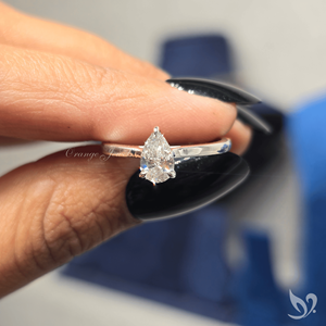 Anillo de Compromiso con Diamante Corte Pera Pequeño de 0.50 Ct, Cultivado en Laboratorio, Certificado IGI, Oro Blanco de 10k, Anillo de Boda Minimalista Solitario, Regalo - Product Image 5