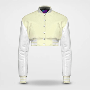 OEM Wholesale Custom Crop Varsity <b>Jackets</b> for <b>Women</b> Wool Sleeves Woolen Crop Letterman <b>Jackets</b> Cropped Baseball <b>Jackets</b> Ladies - Product Image 5