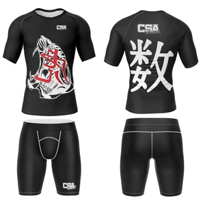 Vêtements de sport MMA très demandés, rashguard et shorts BJJ, tissu Spandex personnalisé, impression par sublimation, vêtements de compression pour hommes - Product Image 1