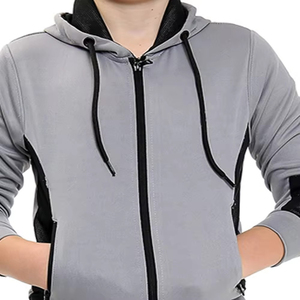 Chándal Unisex Gris con Capucha 2026, Cremallera Completa, Color Sólido, Estilo Casual, Poliéster Algodón, Estilo Otoñal, Corte Regular - Product Image 4
