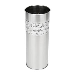 Silver Honeycomb <b>Cylinder</b> <b>Vase</b> Tall Embossed Hexagon Stainless Steel Decorative Metal Flower <b>Vase</b> - Product Image 3