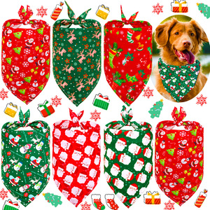 Christmas <b>Pet</b> Bandana Triangle Bibs Santa Snowman Print Scarves Custom Festive Holiday <b>Accessories</b> Supply - Product Image 4