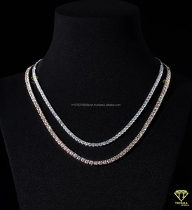 <b>Iced</b> <b>Out</b> Tennis Necklace Moissanite Diamond in 925 Sterling Silver Round Pear Cut Luxury Bridal <b>Chain</b> Jewelry for Women - Product Image 1