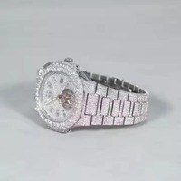 Montres Hip Hop de Luxe Entièrement Serties de Diamants Faits Main, Montres Iced Out VVS Moissanite à Mouvement Automatique pour Hommes