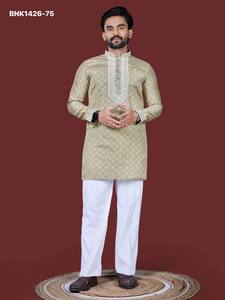New Variety <b>Silk</b> with Traditional Design Embroidered Readymade Full-Sleeve Short-<b>Kurta</b> Collection Manufacturer from Surat - Product Image 2