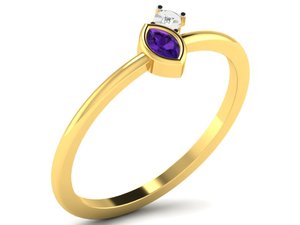 HandMade Custom Design <b>14k</b> <b>Gold</b> Glass filled sapphire Ring <b>Manufacturer</b> Minimalist Promise Ring with VVS1 Lab Grown Diamond - Product Image 5