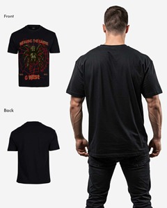 T-shirt tricoté pour homme style américain, logo personnalisé, 100% coton, coupe classique, délavé à l'acide, grammage lourd, motif araignée, lettres vintage - Product Image 5