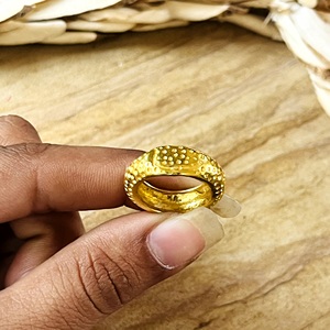 New High Demand Ethnic Textured <b>Ring</b> Boho Brass Band for Women 18k <b>Gold</b> Plated Dotted Hammered Statement for Wholesale/OEM/ODM - Product Image 2
