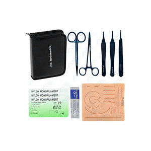 Kit de práctica de sutura Juego completo Estudiante de medicina Almohadilla de piel de silicona realista Hilos de sutura Herramientas quirúrgicas azules Instrumento médico - Product Image 1