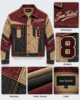 Veste en jean vintage patchwork pour homme, col rabattu, boutonnage simple, color block, vêtement d'extérieur automne, prix de gros
