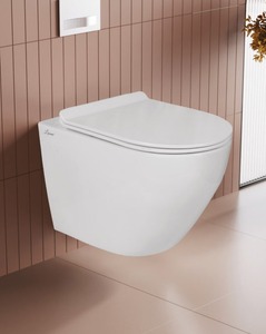 WC suspendu sans bride, avec abattant à fermeture douce amovible, fixation à clé, dimensions 510x370x375mm - Product Image 2