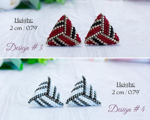 Boucles d'oreilles triangulaires en perles bleu marine, géométriques, minimalistes, délicates, pour femmes, cadeau - Product Image 3