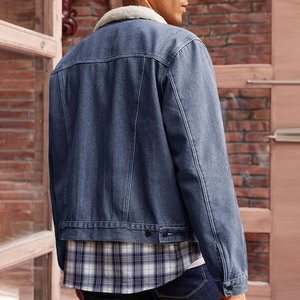 <b>Men</b> <b>Denim</b> <b>Jacket</b> with Sherpa Lining for Ultimate Comfort, <b>Jacket</b> for Casual and Cool Weather Wear, Stylish Autumn <b>Jacket</b> - Product Image 3