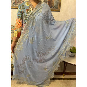 New Collection Premium Fine <b>Wool</b> Crystal Lace Stole 70x200 cms Elegant Luxury Soft Warm Lightweight Designer Stole for Women - Product Image 5