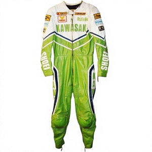 Traje de Carreras WSBK Rueben McMurter Rawasaki de 1 Pieza en Cuero Vacuno/Canguro para Motocicleta/Traje de Pista/Conducción con Armadura de Nivel 2 para Motociclistas - Product Image 1