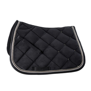 Tapis de selle tout usage noir matelassé en polyester avec doublure en polaire et sangle de maintien pour l'équitation - Product Image 1