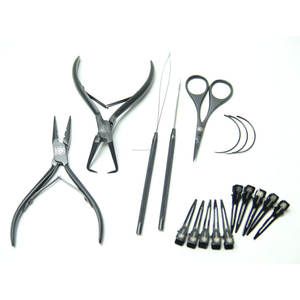 Conjunto de herramientas para extensiones de cabello con reseñas de clientes: Alicates para microenlaces, herramienta de extracción, agujas con bucle, peine de cola, tijeras OEM - Product Image 1