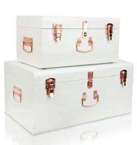 Metal Storage Trunk <b>Box</b> Rectangular Green With Handles Stacking Design For Sundries Home Decor Storage <b>box</b> - Product Image 2