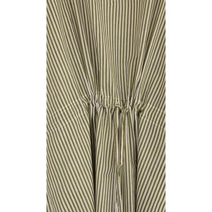 Vestido Maxi Kaftan Boho Chic con Estampado de Rayas Verdes, Cuello en V, Corte Holgado, Algodón, Casual, Verano, para Mujer - Product Image 5