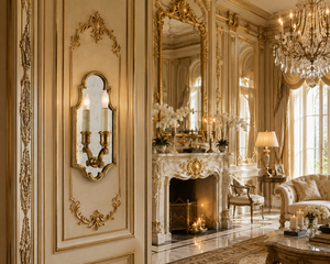 Classic Venetian Baroque Luxury <b>Wall</b> <b>Sconce</b> Vintage Decorative <b>Wall</b> <b>Light</b> with Ornamental Mirror Details Elegant Brass Framework - Product Image 2