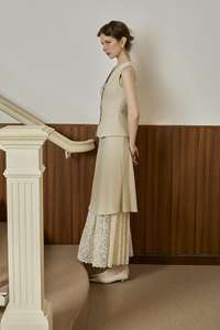 Nuevo Chaleco de Moda Vietnamita con Bordado de Encaje, Liso, de Un Solo Pecho, para Mujer, con Diseño Floral de Encaje KA47 - Product Image 5