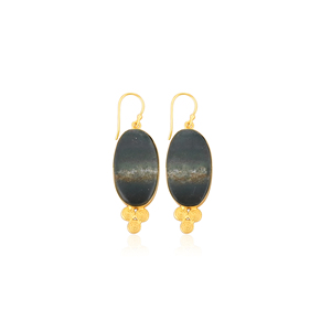 Pendientes de aro al por mayor con ágata de sangre, pendientes de latón chapados en oro amarillo, joyería de diseño hecha a mano - Product Image 1