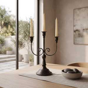 Vintage Metal Candelabra 3 Arm Candle Holder Elegant Wedding Centerpiece Retro Silver Taper Stand <b>Table</b> Deco - Product Image 1