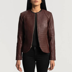 Chaqueta de Cuero de Invierno para Mujer de Alta Calidad, Transpirable, Color Sólido, Cierre de Cremallera, Talla XL, Forro de Algodón, Suministro al por Mayor - Product Image 3