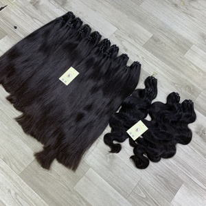 Extensions de cheveux naturels vietnamiens bruts de haute qualité, noirs, ondulés et lisses, double trame, tissées à la machine, directement de l'usine - Product Image 5