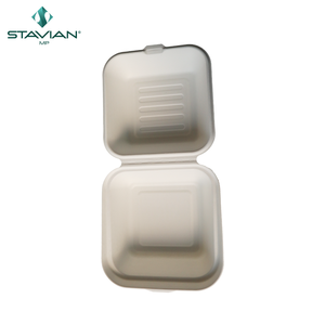 6x6 Plant-based Fiber Material Disposable Customized Biodegradable Bagasse <b>Boxes</b> Waterproof <b>Food</b> Container Hamburger Clamshell - Product Image 3