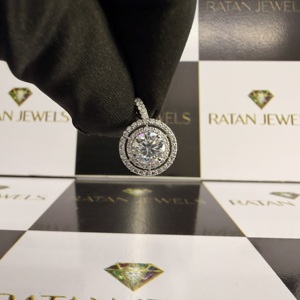 Pendentif solitaire en diamant taille ronde serti clos, or 14K, diamant de laboratoire 2 carats, certifié IGI, style ethnique, pendentifs et breloques - Product Image 1