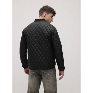 Wholesale Custom Logo Men's Baseball Bomber <b>Jacket</b> High Quality Embroidered <b>Quilted</b> Black <b>Jacket</b> Winter Vintage Stand Collar - Product Image 2