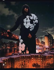Gothic foam printed loose hoodie Y2K jogging pants hip-hop <b>set</b> street retro sweatshirt sweatpants two-piece <b>set</b> - Product Image 3